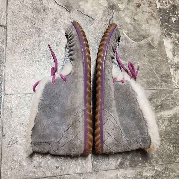 Sorel X Anthropologie Out N About High Cut Moccasin Suede Gray Purple Slippers - Picture 5 of 10